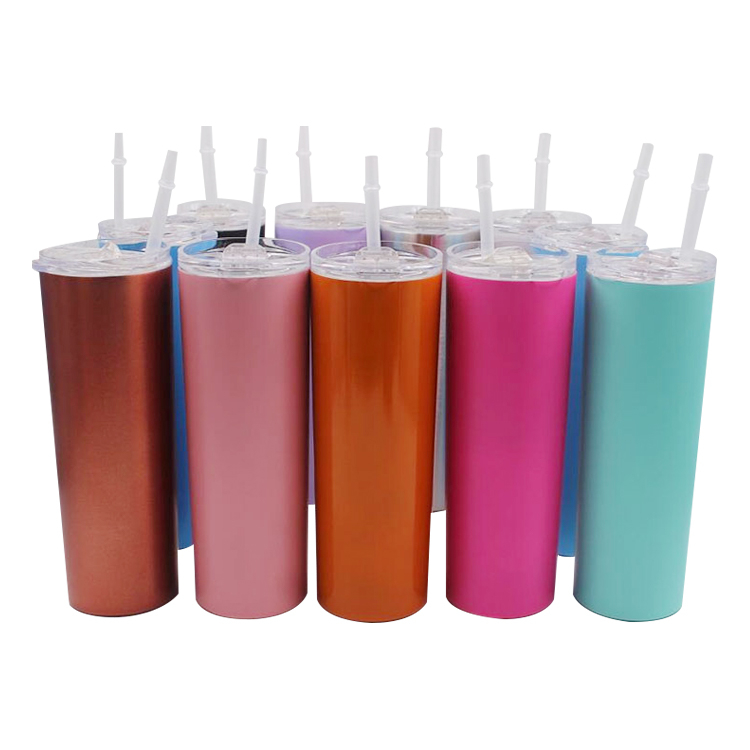 Wholesale Blank Straw Tumbler 20 OZ Coffee Travel Vacuum Mug Stainless Steel