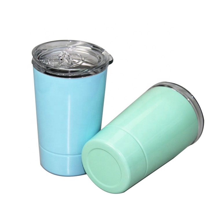 Multiple Color 12oz Travel Mug Custom Stainless Steel Sippy Drinking Cups With Straws