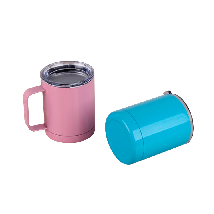 10oz Custom Insulated Stainless Steel Coffee Mug With Handle And Lid