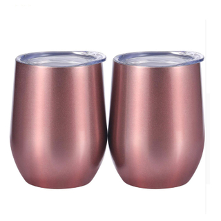 350ml Double Wall Stainless Steel Insulated Vacuum Stemless Wine Glass With Sliding Lid