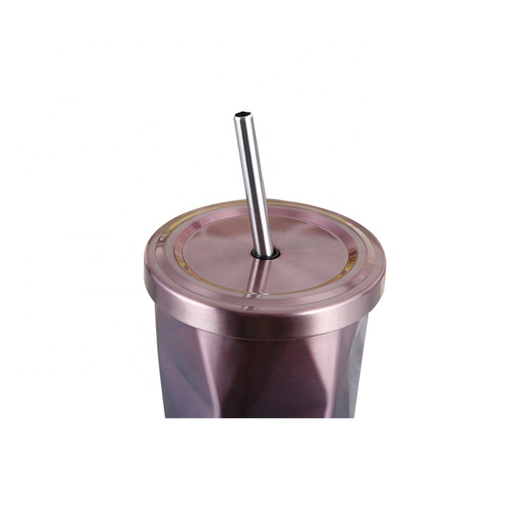 Factory Directly Straw Stainless Steel 16oz Double Wall Tumblers With Metal Straw