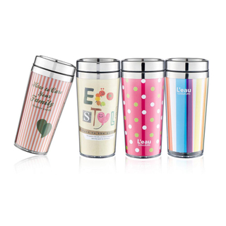 450ml Stainless Steel Inner Plastic Outer Vacuum Thermal Paper Insert Travel Coffee Gift Mug