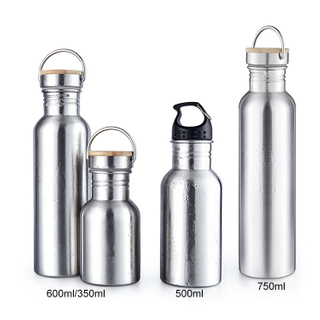 Outdoor Single Wall Vacuum Stainless Steel Water Bottle With Bamboo Lid