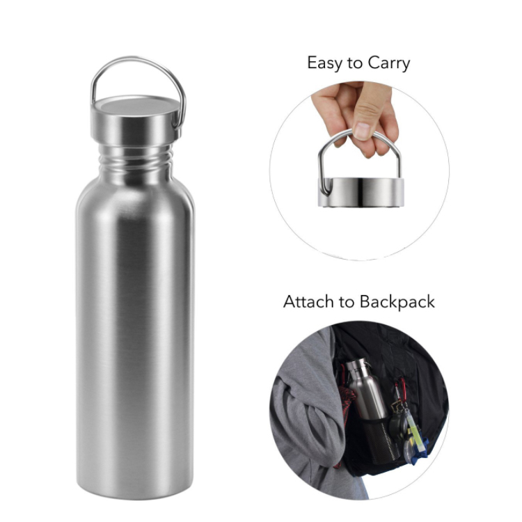 Custom Logo Easy Carry Thermal Stainless Steel Sport Water Bottle Bamboo Lid