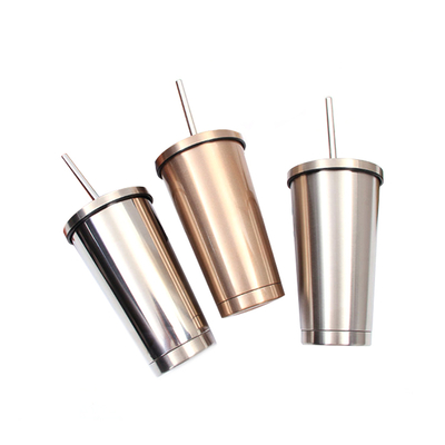 Double Wall Stainless Steel Custom Sippy Insulated Tumbler Cups With Lid And Straw